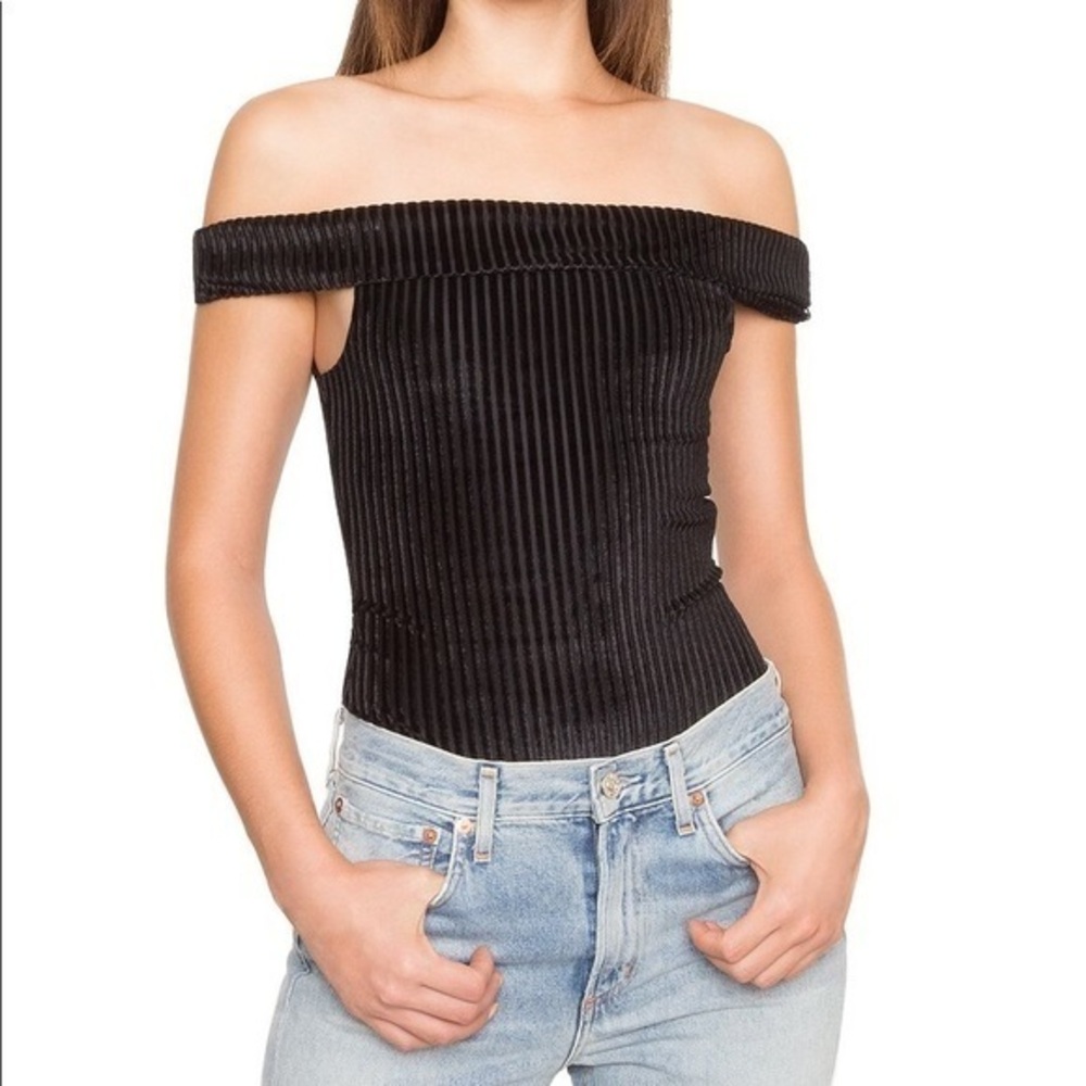 NWT Mink Pink Black off the Shoulder Body Suit